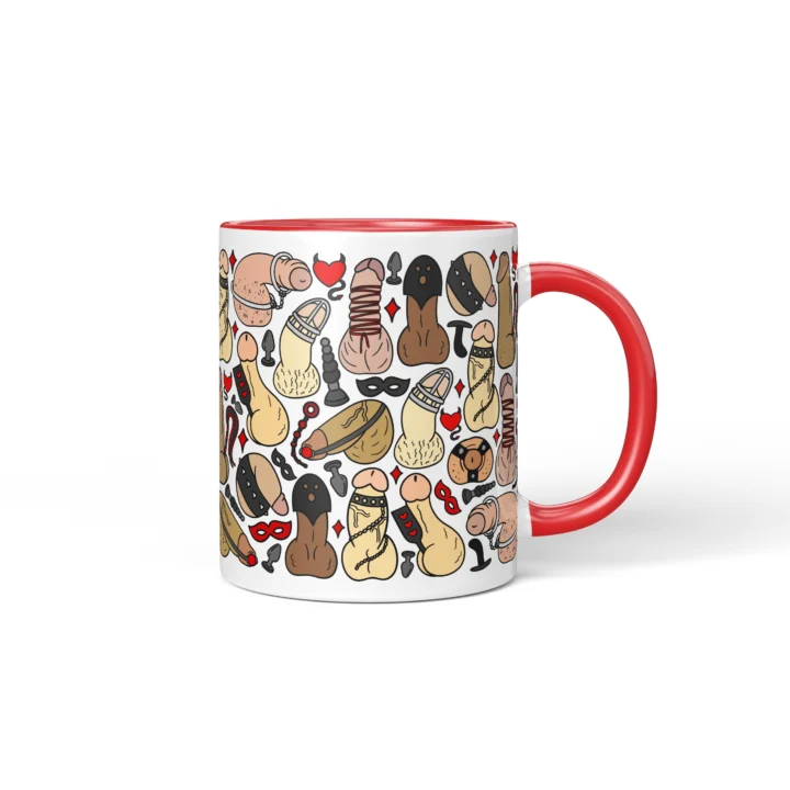 Kink-Inspired Penis Mug - Adults Only Novelty Gift - Red mug mockup