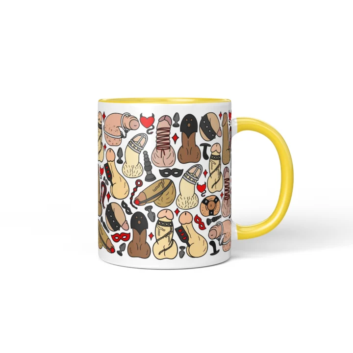 Kink-Inspired Penis Mug - Adults Only Novelty Gift - Yellow mug mockup