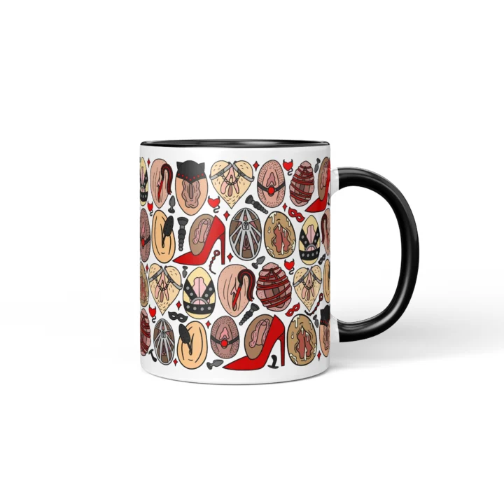 Kink-Inspired Vagina Mug - Adults Only Novelty Gift - Black mug mockup
