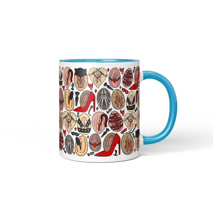 Kink-Inspired Vagina Mug - Adults Only Novelty Gift - Blue mug mockup
