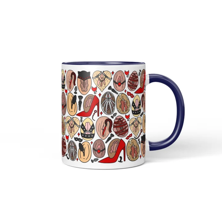Kink-Inspired Vagina Mug - Adults Only Novelty Gift - Dark Blue mug mockup