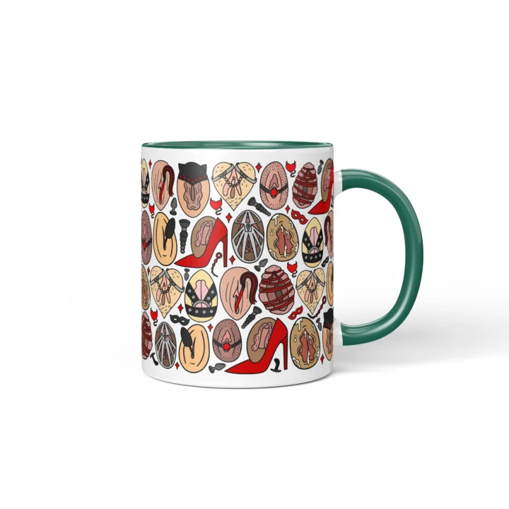 Kink-Inspired Vagina Mug - Adults Only Novelty Gift - Dark Green mug mockup