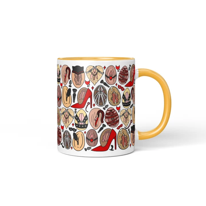 Kink-Inspired Vagina Mug - Adults Only Novelty Gift - Golden Yellow mug mockup