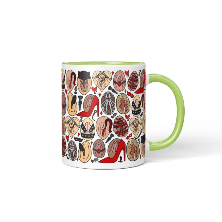 Kink-Inspired Vagina Mug - Adults Only Novelty Gift - Green mug mockup