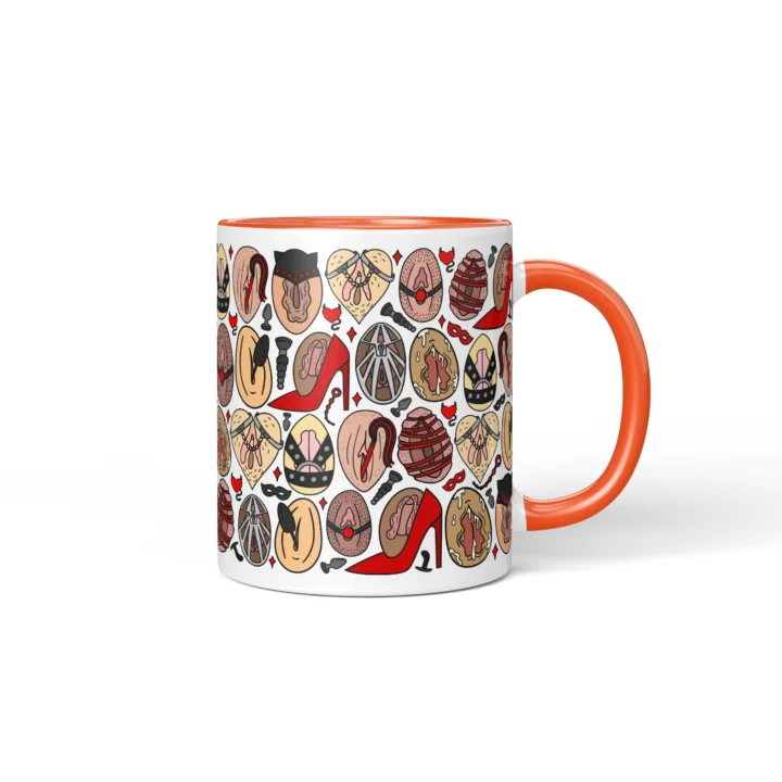 Kink-Inspired Vagina Mug - Adults Only Novelty Gift - Orange mug mockup