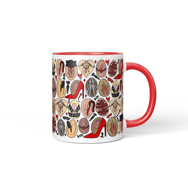 Kink-Inspired Vagina Mug - Adults Only Novelty Gift - Red mug mockup