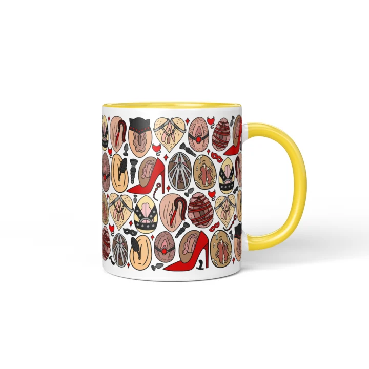 Kink-Inspired Vagina Mug - Adults Only Novelty Gift - Yellow mug mockup