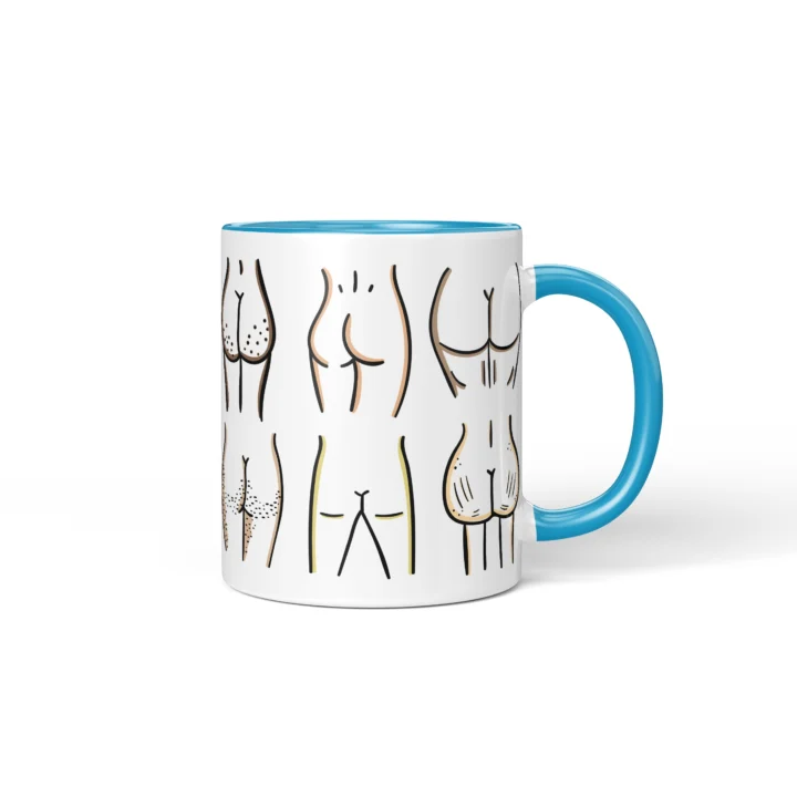 Line Art Butt Mug - Minimal Cheeky Gift - Blue mug mockup