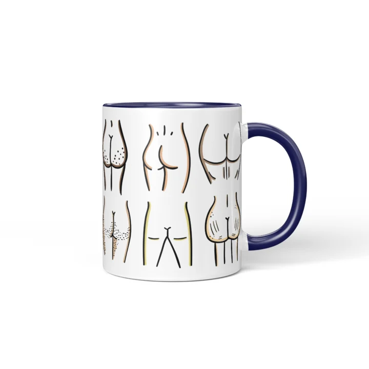 Line Art Butt Mug - Minimal Cheeky Gift - Dark Blue mug mockup