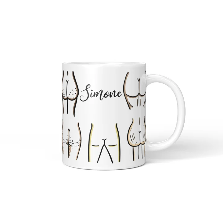 Line Art Butt Mug - Minimal Cheeky Gift - Personalized 11 oz White mug mockup