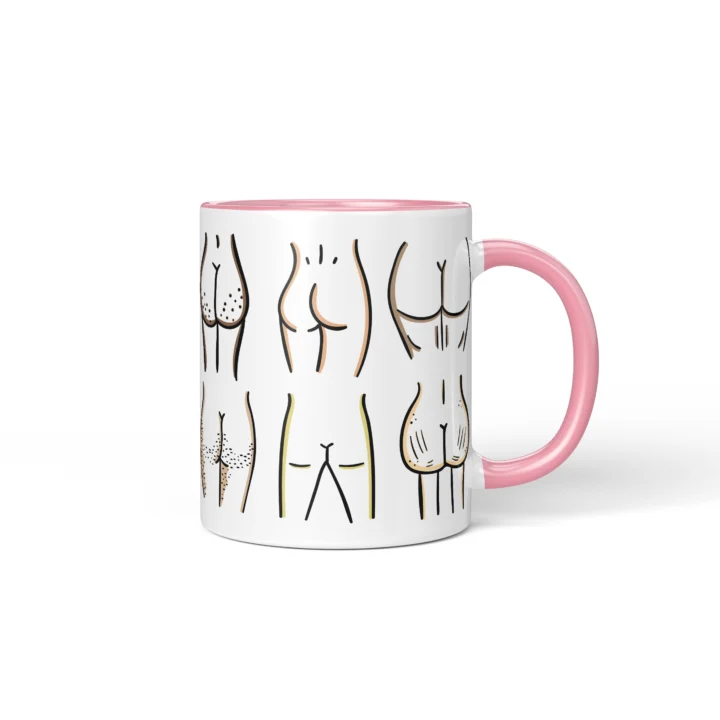 Line Art Butt Mug - Minimal Cheeky Gift - Pink mug mockup