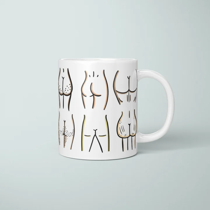 Line Art Butt Mug – Minimal Cheeky Gift - primary mug mockup