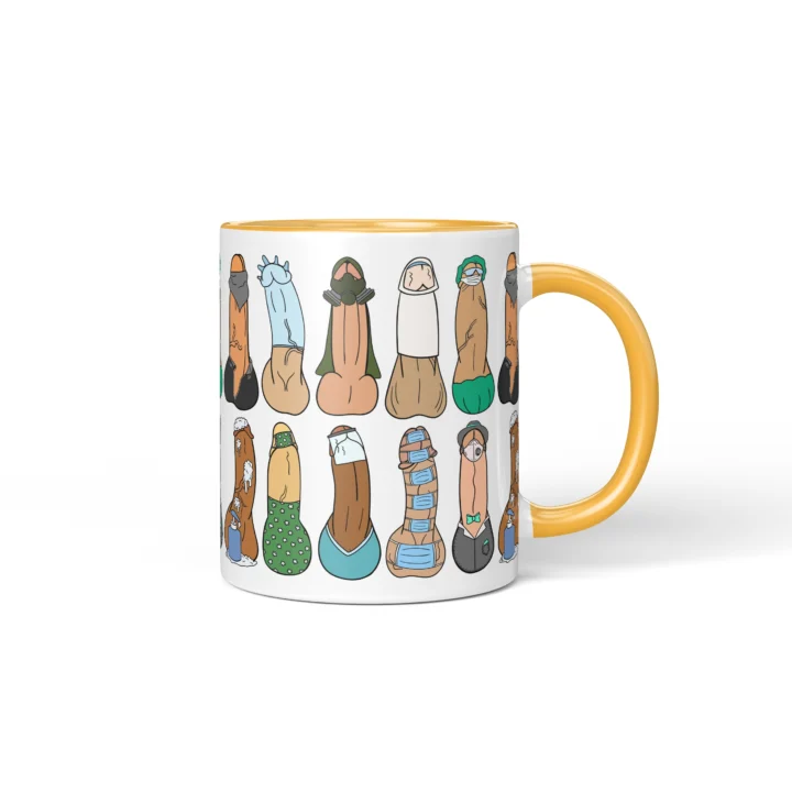 Lockdown Penis Mug - Dark Quarantine Humor Gift - Golden Yellow mug mockup