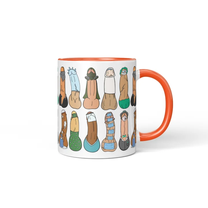 Lockdown Penis Mug - Dark Quarantine Humor Gift - Orange mug mockup