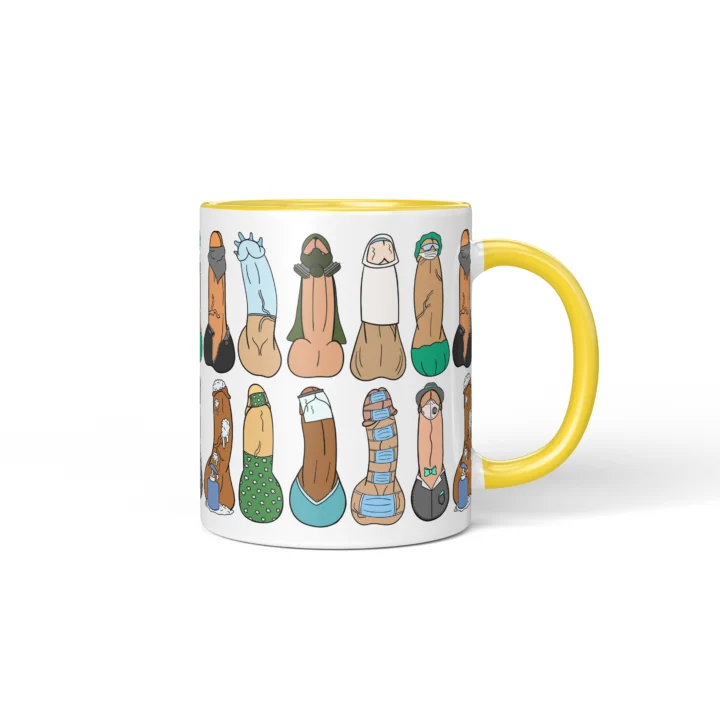 Lockdown Penis Mug - Dark Quarantine Humor Gift - Yellow mug mockup