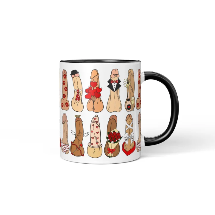 Love Penis Mug - Funny Romantic Adult Gift - Black mug mockup