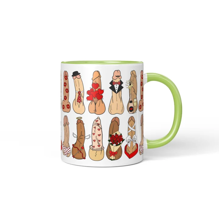 Love Penis Mug - Funny Romantic Adult Gift - Green mug mockup