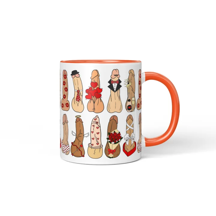 Love Penis Mug - Funny Romantic Adult Gift - Orange mug mockup