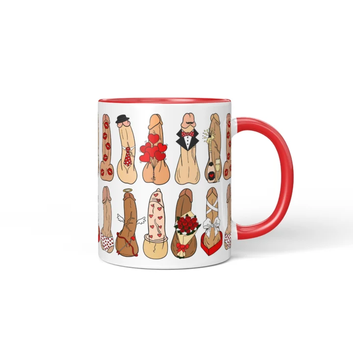 Love Penis Mug - Funny Romantic Adult Gift - Red mug mockup