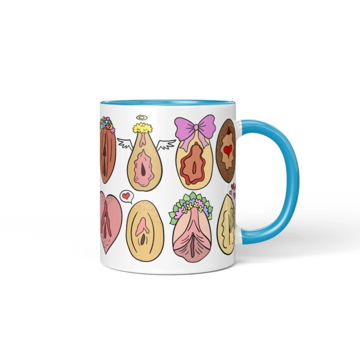 Love Vagina Mug - Sweet Cheeky Vulva Art Gift - Blue mug mockup