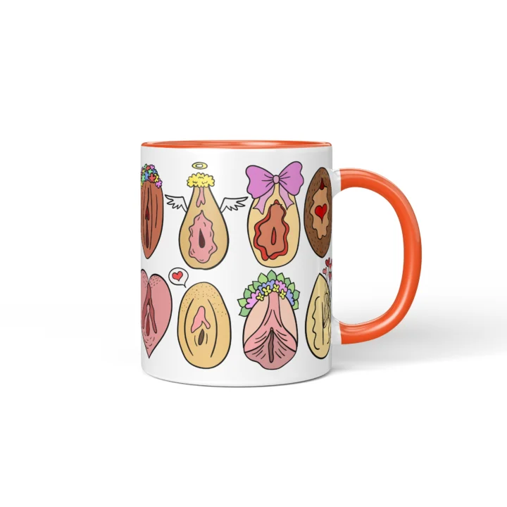 Love Vagina Mug - Sweet Cheeky Vulva Art Gift - Orange mug mockup