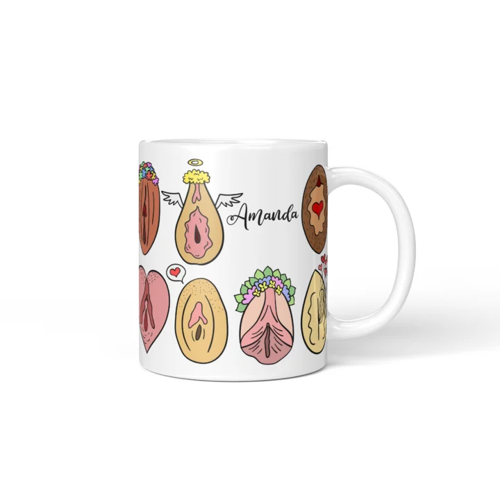 Love Vagina Mug - Sweet Cheeky Vulva Art Gift - Personalized 11 oz White mug mockup