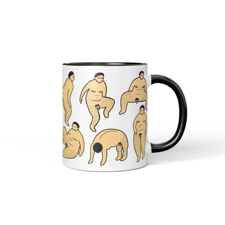 Male Body Humor Penis Mug - Cheeky Adult Gift - Black mug mockup