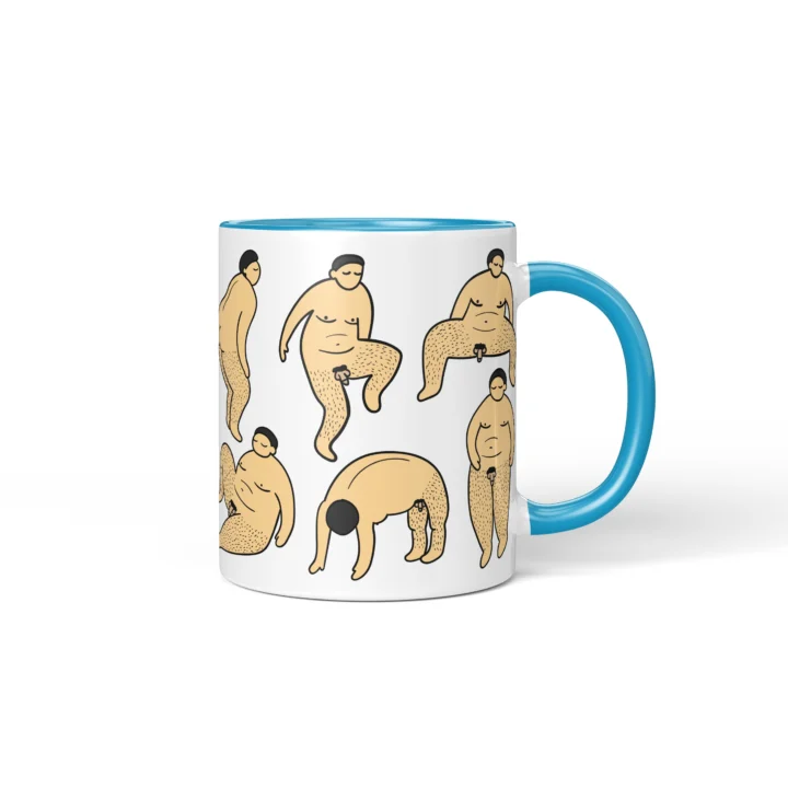 Male Body Humor Penis Mug - Cheeky Adult Gift - Blue mug mockup