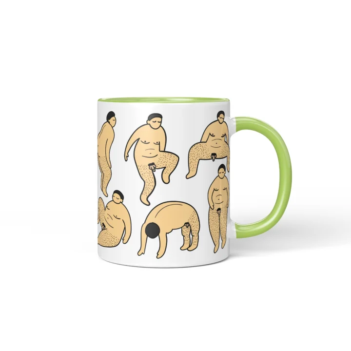Male Body Humor Penis Mug - Cheeky Adult Gift - Green mug mockup