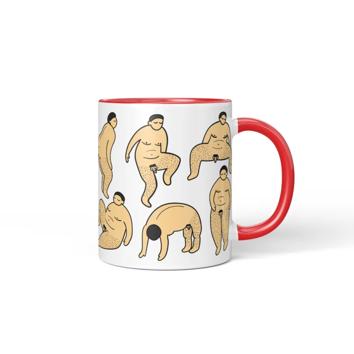 Male Body Humor Penis Mug - Cheeky Adult Gift - Red mug mockup