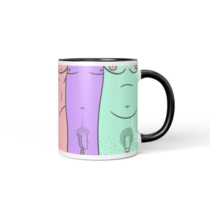 Male Silhouette Penis Mug - Body Positive Art Gift - Black mug mockup