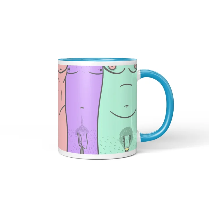 Male Silhouette Penis Mug - Body Positive Art Gift - Blue mug mockup