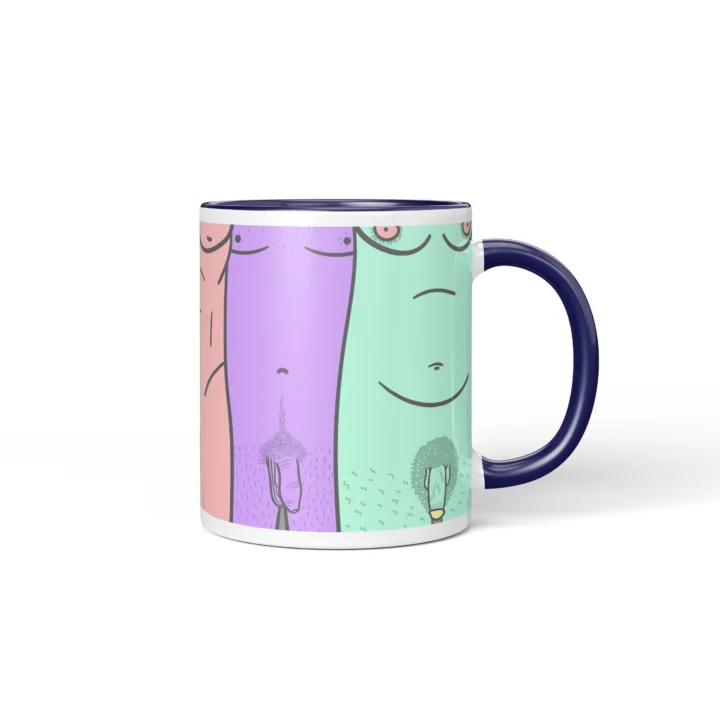 Male Silhouette Penis Mug - Body Positive Art Gift - Dark Blue mug mockup