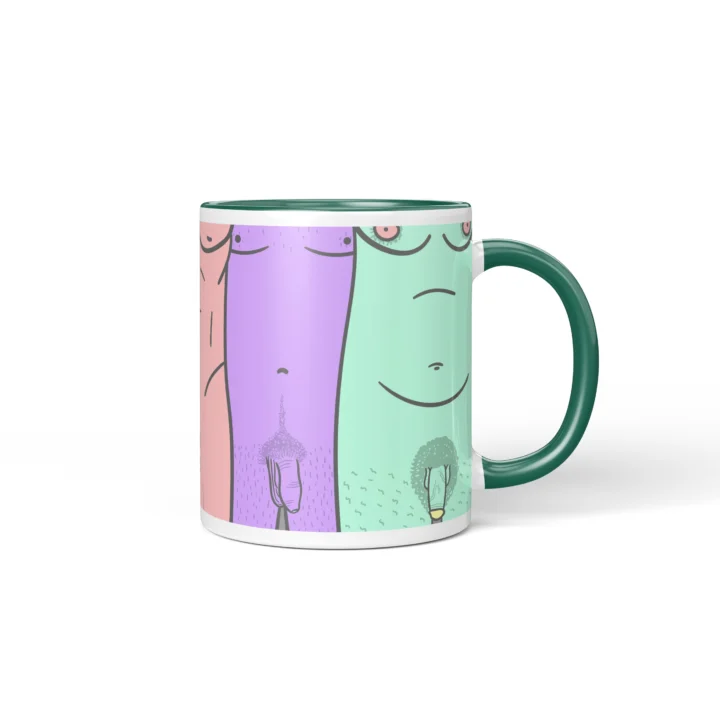 Male Silhouette Penis Mug - Body Positive Art Gift - Dark Green mug mockup