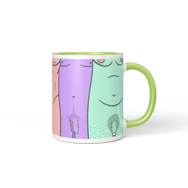Male Silhouette Penis Mug - Body Positive Art Gift - Green mug mockup