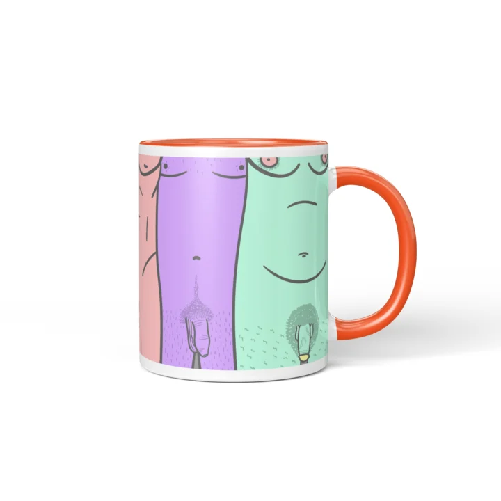 Male Silhouette Penis Mug - Body Positive Art Gift - Orange mug mockup