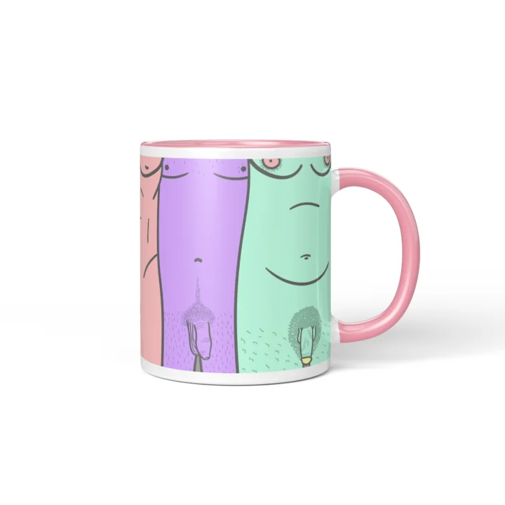Male Silhouette Penis Mug - Body Positive Art Gift - Pink mug mockup
