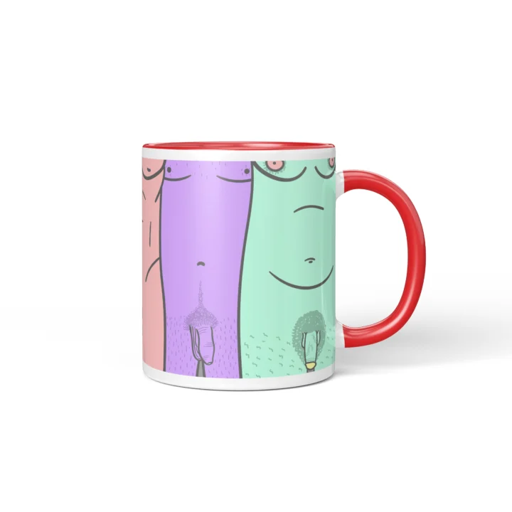 Male Silhouette Penis Mug - Body Positive Art Gift - Red mug mockup