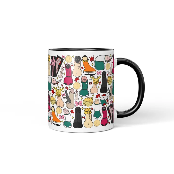 Masked Game Penis Mug - Dark Sci-Fi Parody Gift - Black mug mockup