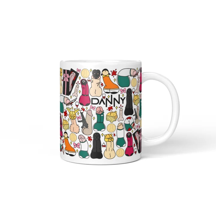 Masked Game Penis Mug - Dark Sci-Fi Parody Gift - Personalized 11 oz White mug mockup