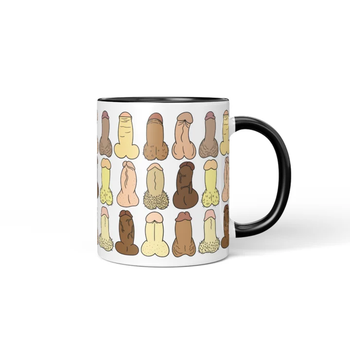 Mini Penis Mug - Tiny Cheeky Anatomy Gift - Black mug mockup