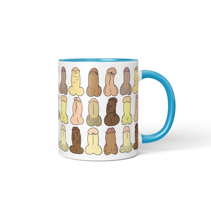 Mini Penis Mug - Tiny Cheeky Anatomy Gift - Blue mug mockup