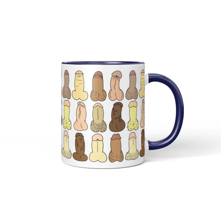 Mini Penis Mug - Tiny Cheeky Anatomy Gift - Dark Blue mug mockup