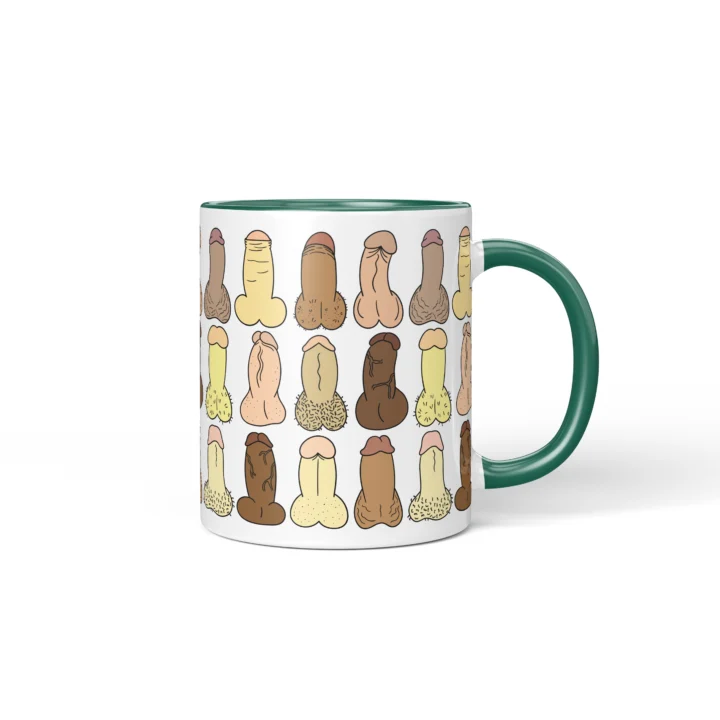 Mini Penis Mug - Tiny Cheeky Anatomy Gift - Dark Green mug mockup