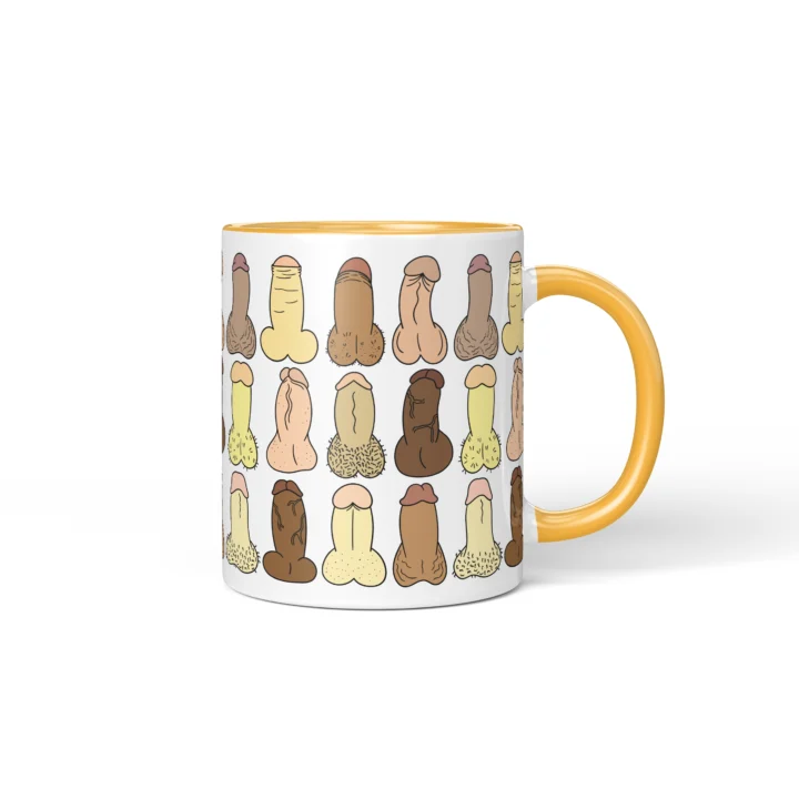 Mini Penis Mug - Tiny Cheeky Anatomy Gift - Golden Yellow mug mockup