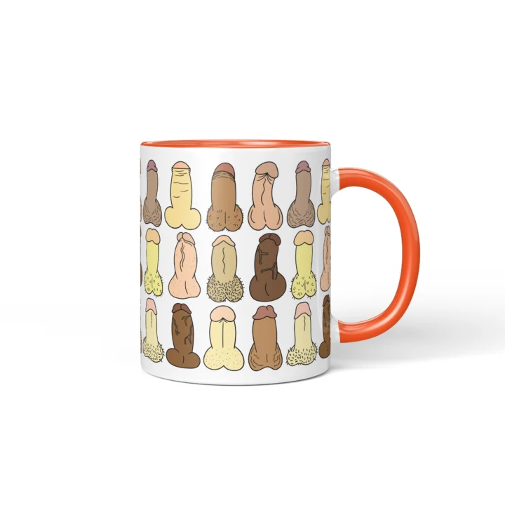 Mini Penis Mug - Tiny Cheeky Anatomy Gift - Orange mug mockup