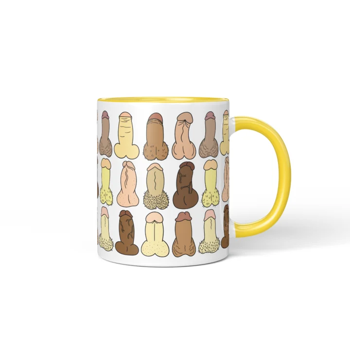 Mini Penis Mug - Tiny Cheeky Anatomy Gift - Yellow mug mockup