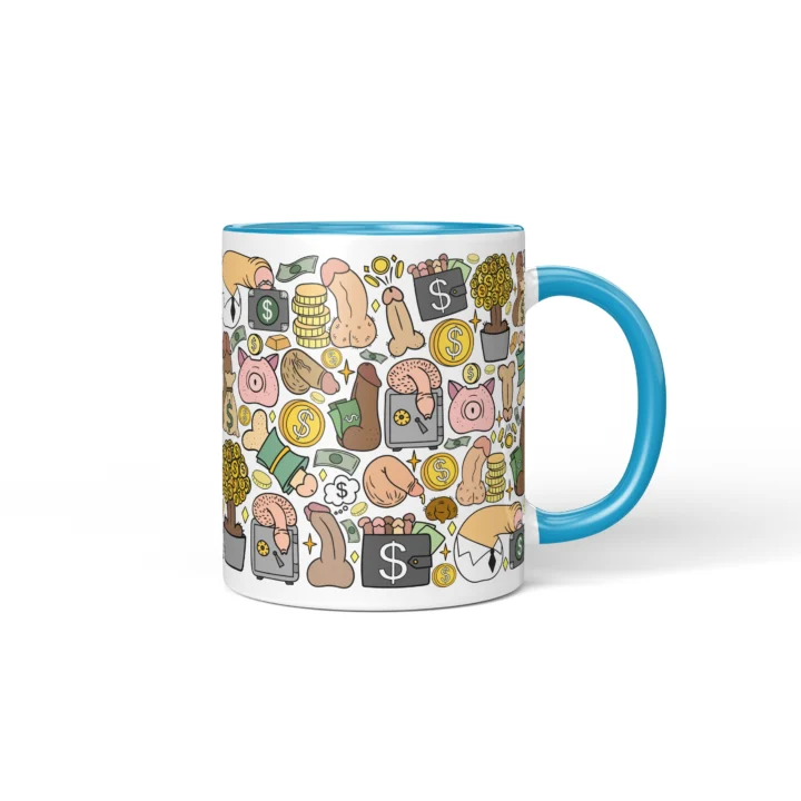 Money Penis Mug - Funny Finance Bro Gift - Blue mug mockup