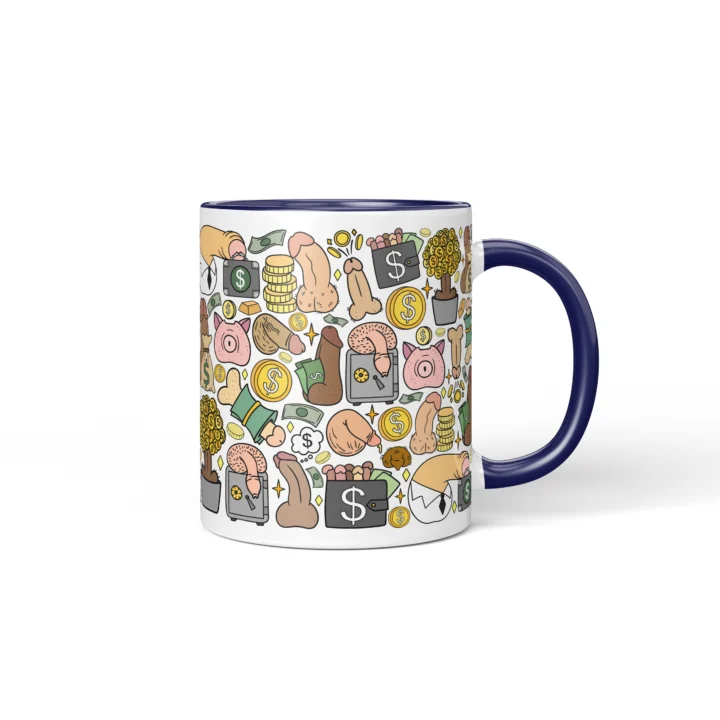 Money Penis Mug - Funny Finance Bro Gift - Dark Blue mug mockup