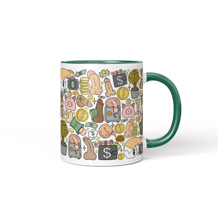 Money Penis Mug - Funny Finance Bro Gift - Dark Green mug mockup